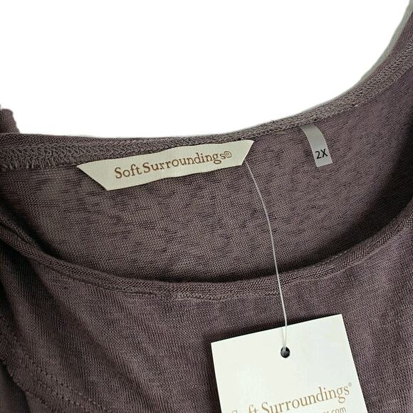 Soft Surroundings Margot Maxi Dress Size 2X Dusty Purple Raw Edge Tiered New - Picture 3 of 10